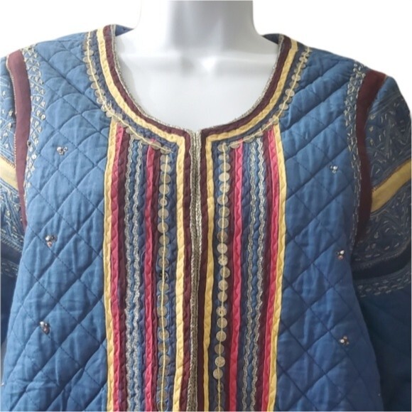 Rapsodia Quilted Embroidered Modelo/Art Artsy Granny Sequined Blue Jacket - Picture 2 of 14